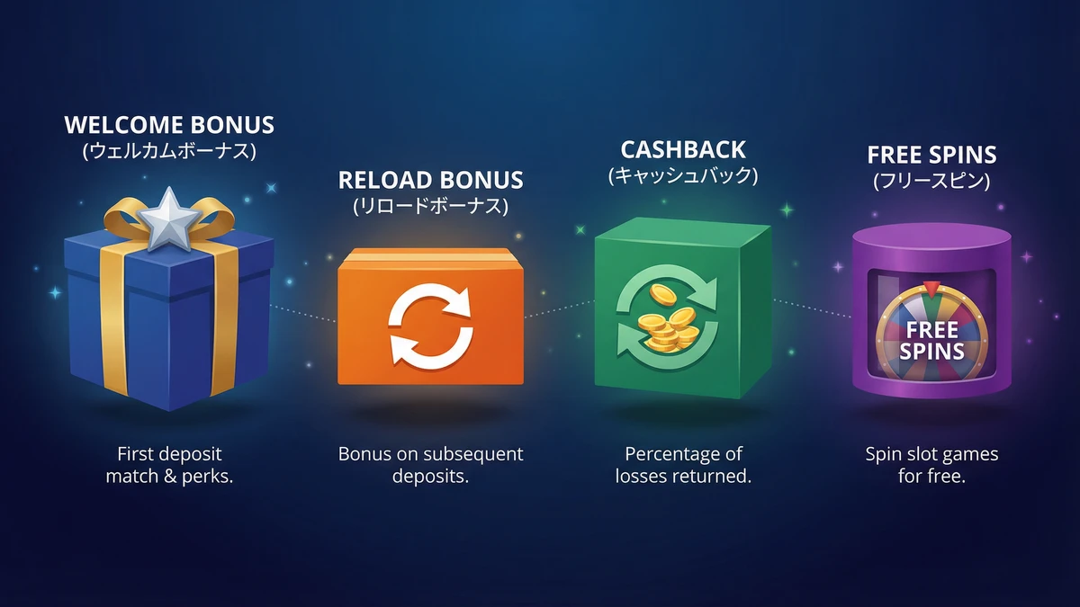 オンラインカジノボーナス種類完全ガイド【2026年】出金条件の計算方法も解説