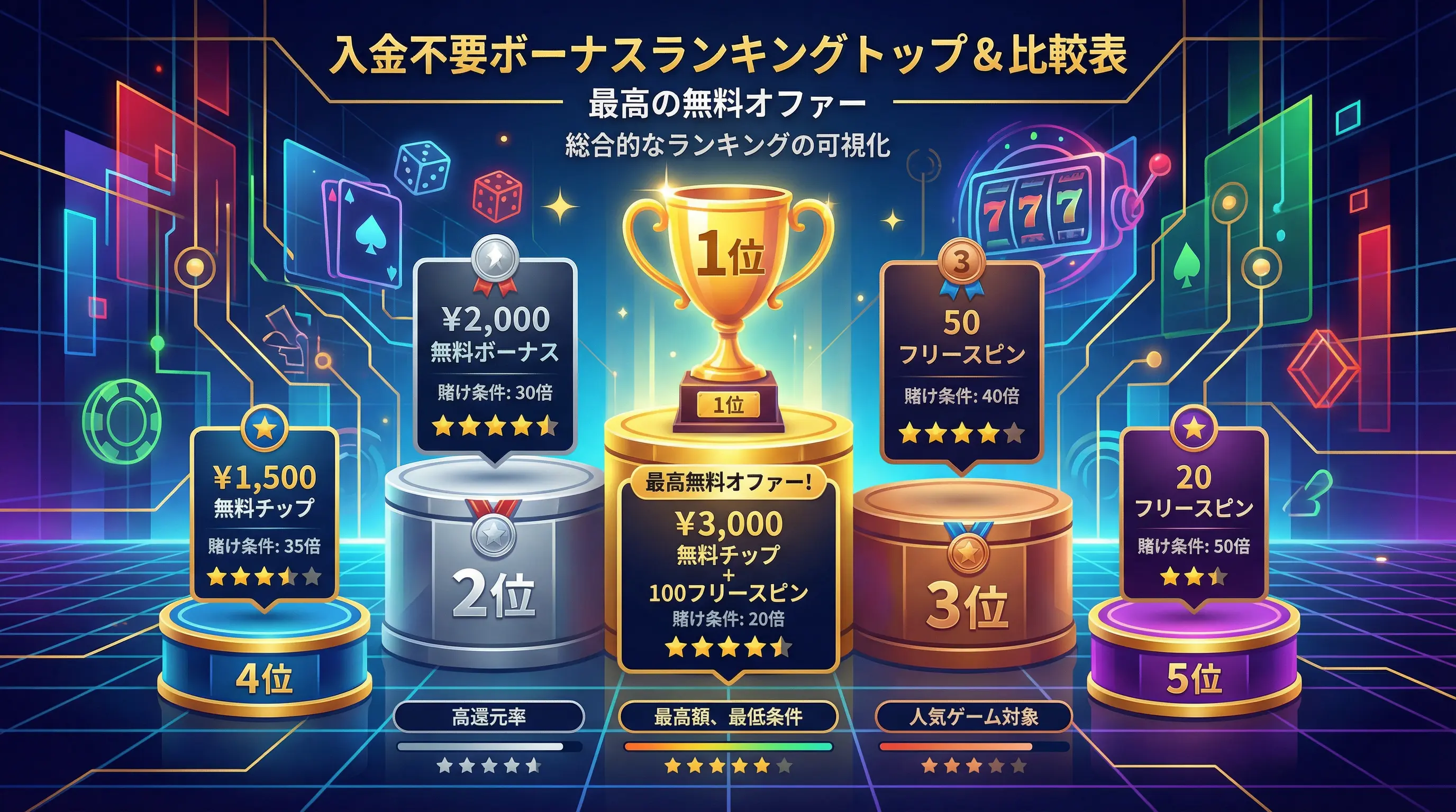 入金不要ボーナスランキングTOP10【2026年3月】無料ボーナス比較